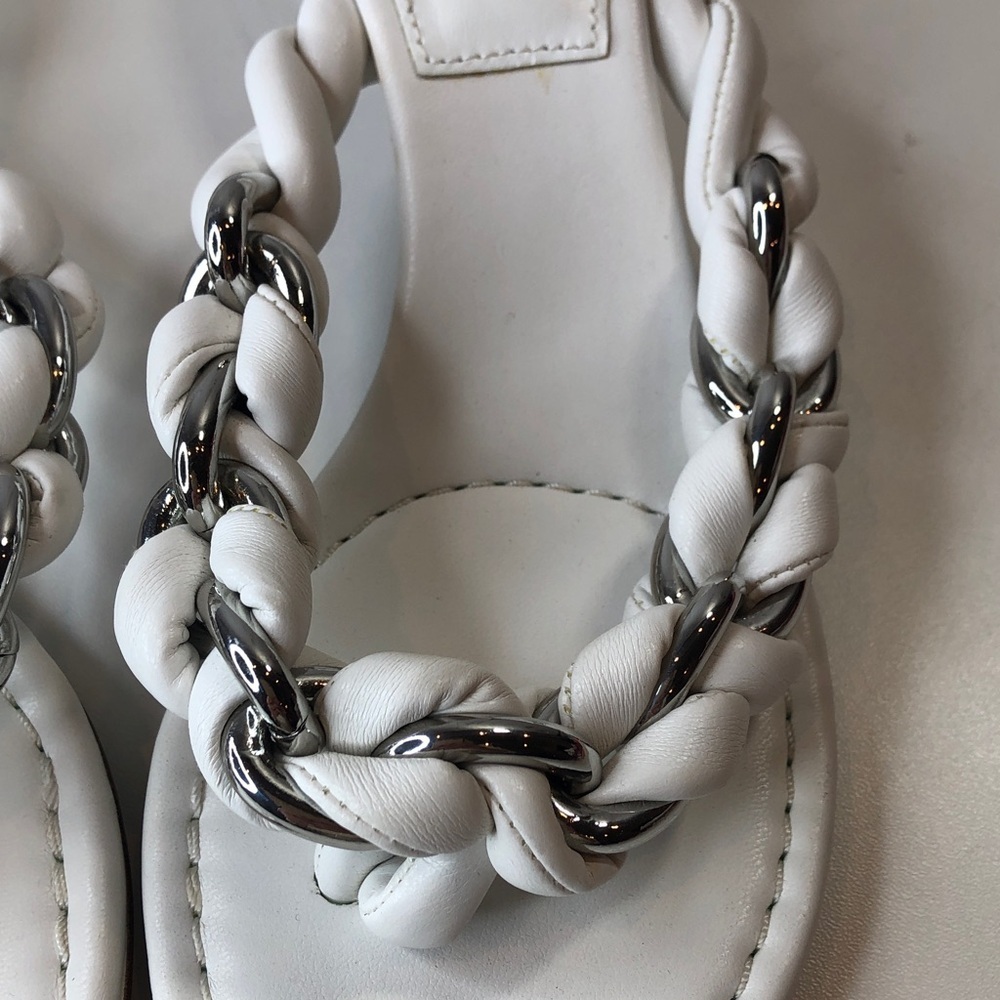Bottega Venetta Dot Sandal White with Silver chain Accent Size 39 EU (7.5-8US) - Picture 6 of 14